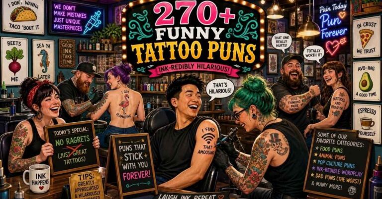 270+ Funny Tattoo Puns, One-Liners & Captions That Leave a Lasting Impression