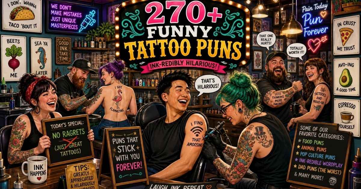 270+ Funny Tattoo Puns, One-Liners & Captions That Leave a Lasting Impression